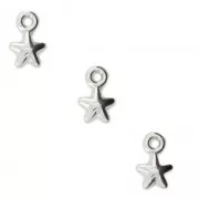 Mini dijes estrellas 7x4.5 mm para hacer piezas de Joyería y bisutería DIY Chapado Plateado envejecido x4