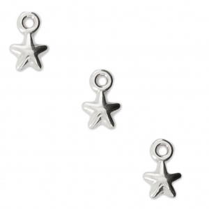 Mini dijes estrellas 7x4.5 mm para hacer piezas de Joyería y bisutería DIY Chapado Plateado envejecido x4