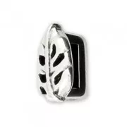 Cuenta pasante slider de metal Hoja para cordón 5 mm Chapado Plateado envejecido x1