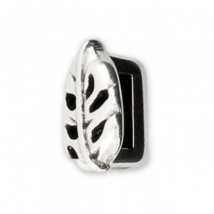 Cuenta pasante slider de metal Hoja para cordón 5 mm Chapado Plateado envejecido x1