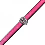 Cuenta pasante slider de metal Hoja para cordón 5 mm Chapado Plateado envejecido x1