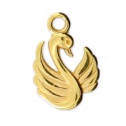Dije cisne para hacer tus propias piezas de Joyería y bisutería DIY 17x12 mm Dorado con oro fino x1