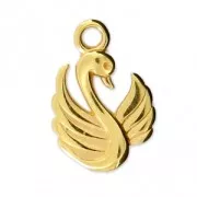 Dije cisne para hacer tus propias piezas de Joyería y bisutería DIY 17x12 mm Dorado con oro fino x1