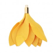 Borla pompón tela satén imitación 35 mm con enganche - Mostaza x1|raw }}