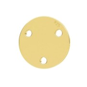 Entrepieza redonda 3 agujeros 9 mm de Plata 925 dorado con oro fino x1