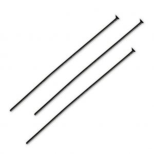 Bastones Alfileres Con Cabeza plana para joyas 45x0,7 mm Negro x10