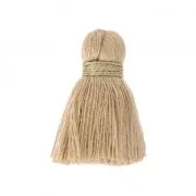 Borla pompón imitación algodón 35 mm Beige / Dorado x1