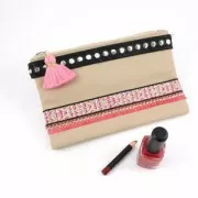 Borla pompón imitación algodón 35 mm Gris Anthracite / Dorado x1