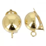 Pendientes clip adorno bola 13 mm Dorado con oro fino x2