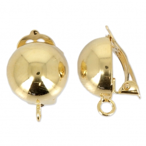 Pendientes clip adorno bola 13 mm Dorado con oro fino x2