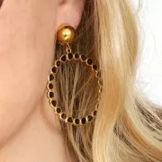 Pendientes clip adorno bola 13 mm Dorado con oro fino x2