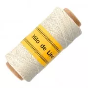 Bobina de hilo de lino encerado 0.7 mm Blanco/Crema n°1 x 100 gr