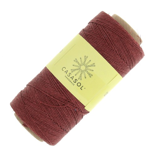 Bobina de hilo de lino encerado para hacer micro macrame 0.7 mm Rojo n°27 x 100 gr
