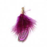 Gallo pluma rayada con terminal rodiado para joyas fantasía 35 mm Fucsia/Negro|raw }}