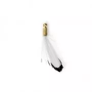 Gallo pluma rayada con terminal rodiado para joyas fantasía 25 mm Blanco/Negro