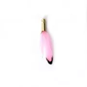 Gallo pluma rayada con terminal dorado para joyas fantasía Rosa/Negro 25 mm x1