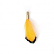 Gallo pluma rayada con terminal rodiado para joyas fantasía 25 mm Amarillo/Negro|raw }}