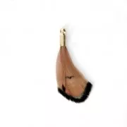 Gallo pluma rayada con terminal rodiado para joyas fantasía 25 mm Marrón/Negro