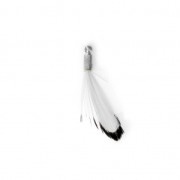 Gallo pluma rayada con terminal rodiado para joyas fantasía 25 mm Blanco/Negro|raw }}