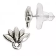 Pendientes Flor de Loto con anilla 11.5x9.5 mm plateado envejecido x2