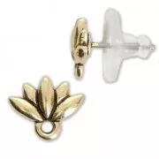 Pendientes Flor de Loto con anilla 11.5x9.5 mm dorado envejecido x2