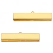 Terminales para apretar lisos 40 mm pour la création de bijoux fantaisie Dorado con oro fino x2