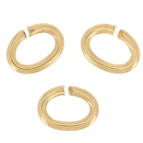Anillas abiertas 7.5x5x1.2 mm dorado con oro fino x50