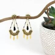 Cadena con abalorios facetados de vidrio 3.20 mm Dorado / Negro / Multi Gris x50cm