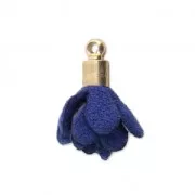 Pompon borla antelina 17 mm con enganche dorado - Azul Oscuro x1