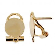 Pendientes clips pour oreilles percées - Plateau - 10 mm Dorado con oro fino x2