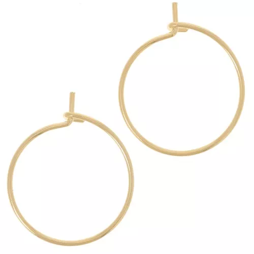 Pendientes de aro fino para decorar 18 mm - Alambre 0,8 mm - Dorado con oro fino x2