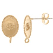 Pendientes ovalados motivo Cruz con anilla 14x9 mm Dorado con oro fino x2|raw }}