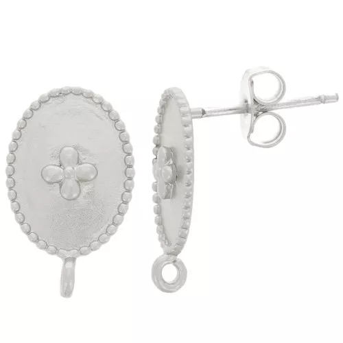 Pendientes ovalados motivo Cruz con anilla 14x9 mm rodiado x2