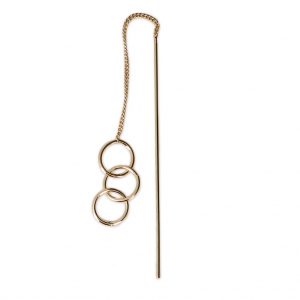 Pendientes cadena malla gourmette con 3 anillas 110 mm dorado con oro fino x2