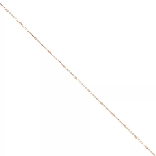 Cadena mailla Forzada con cuentas fecetadas 1.35 mm dorado rosa x1m