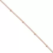 Cadena malla con cuentas redondas 2.00 mm Dorado con oro fino rosa x1m