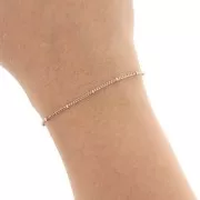 Cadena malla con cuentas redondas 2.00 mm Dorado con oro fino rosa x1m