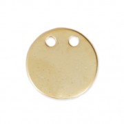 Colgante redondo con dos agujeros y acabado martillado, 10 mm - Dorado en oro fino satinado x1