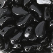 Cuentas de vidrio checa dos agujeros Paisley Duo 9x5.5 mm Jet x10g