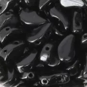 Cuentas de vidrio checa dos agujeros Paisley Duo 9x5.5 mm Jet x10g