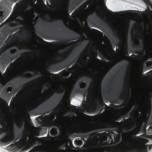 Cuentas de vidrio checa dos agujeros Paisley Duo 9x5.5 mm Jet x10g