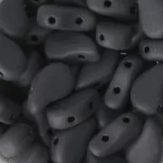 Cuentas de vidrio checa dos agujeros Paisley Duo 9x5.5 mm Jet Mat x10g