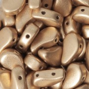 Cuentas de vidrio checa dos agujeros Paisley Duo 9x5.5 mm Gold Mat x10g