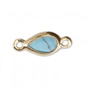 Entrepieza gota 2 anillas - Imitación Piedra Gema Turquesa 12x5.5 mm Dorado oro x1|raw }}