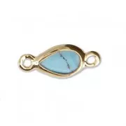 Entrepieza gota 2 anillas - Imitación Piedra Gema Turquesa 12x5.5 mm Dorado oro x1