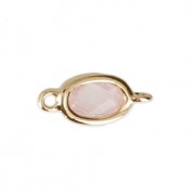 Entrepieza ovalada - Imitación Gema Quartz Rosa 12x5.5 mm Dorado con oro fino|raw }}