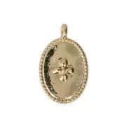 Dije medalla ovalado motivo cruz 14x8.5 mm Dorado con oro fino x1
