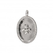 Dije medalla ovalado motivo cruz 14x8.5 mm rodiado x1
