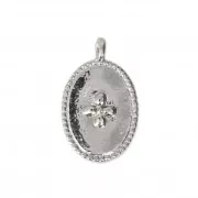 Dije medalla ovalado motivo cruz 14x8.5 mm rodiado x1