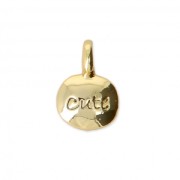 Dije ovalado motivo sol para hacer joyas personalizadas DIY 11x8 mm Dorado con oro fino x1